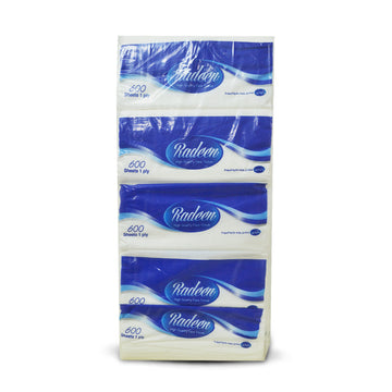 Radeen Facial Tissue 600 Sheets 1 Ply-Pack of 5