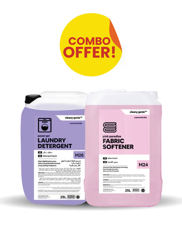 Laundry Detergent M26 | Power Gel Lavender 25L | + Fabric Softener M24 | Pink Paradise 25L Combo