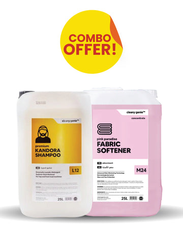 L12 Kandoora Shampoo 25L + Fabric Softener M24 | Pink Paradise 25L Combo