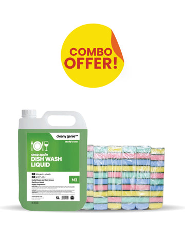 Dishwash Liquid M3 | Crisp Apple 5L + Sponge 60 PCS Combo