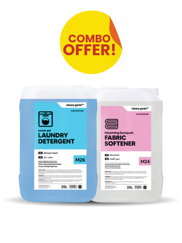 Laundry Detergent M26 | Power Gel 25L Blue + Fabric Softener M24 | Blooming Bouquet 25L Combo