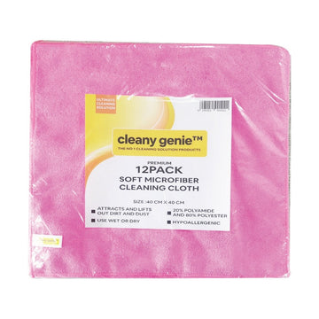 CLEANY GENIE Microfiber Cloth Pink Pack of 12