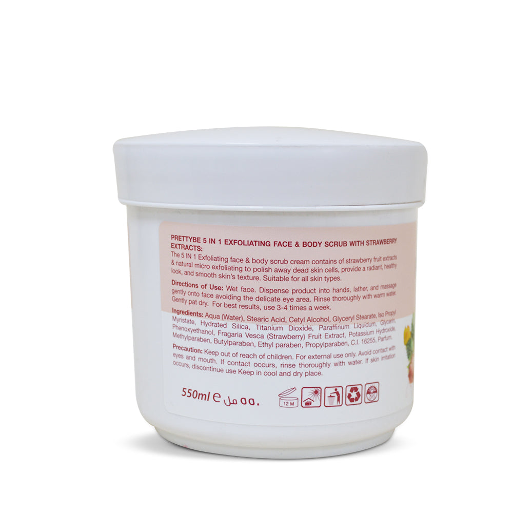PRETTY BE-5IN1 FACE&BODY SCRUB-STRAWBERRY-550ML