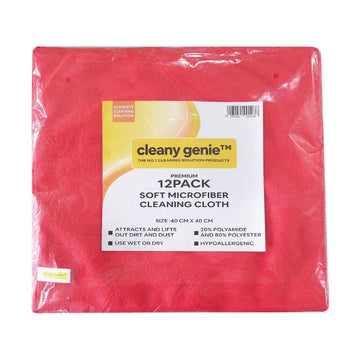 CLEANY GENIE Microfiber Cloth Red Pack of 12