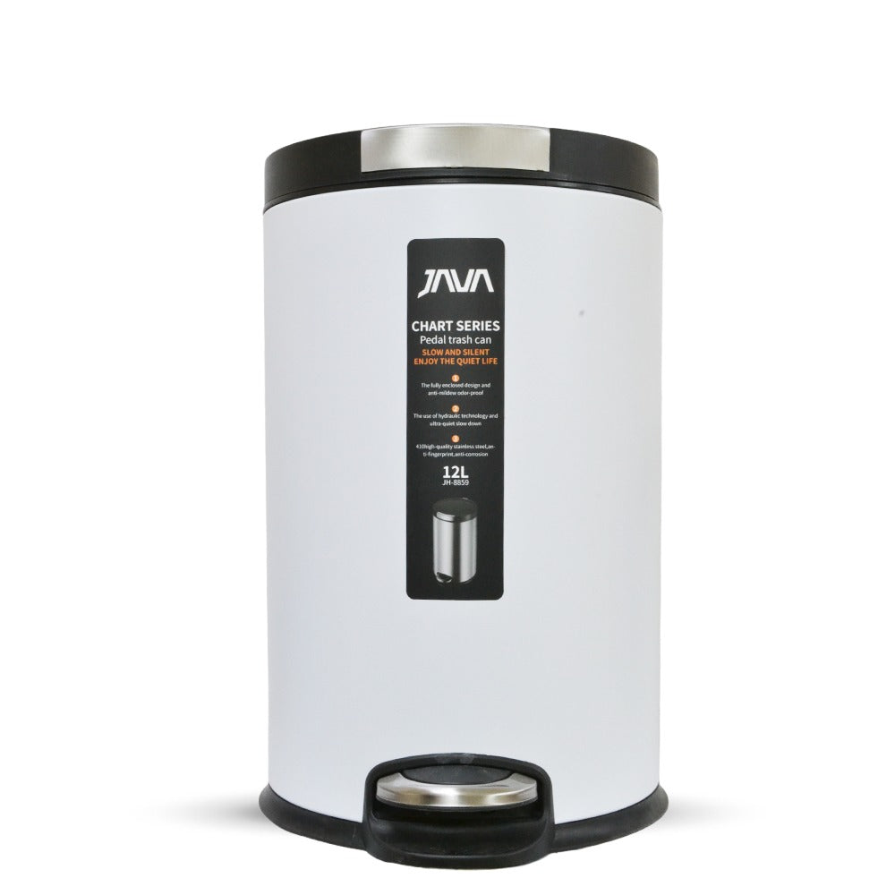 DUSTBIN 12L WHITE JAVA JH8859