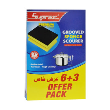 GROOVED SPONGE SCOURER 6+3